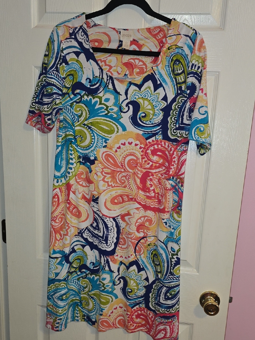 Chico's Multicolor Paisley Midi Dress - Coral, Blue, Green